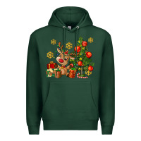 Sports Green reindeer and christmas tree Premium Hoodie - AdoDesignShop