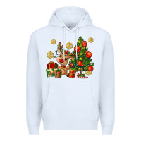 White reindeer and christmas tree Premium Hoodie - AdoDesignShop