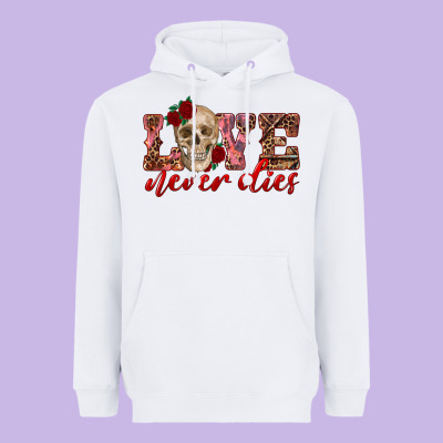 Love Never Dies Skull Heavyweight Hoodie Designed By Ranaportraitstore