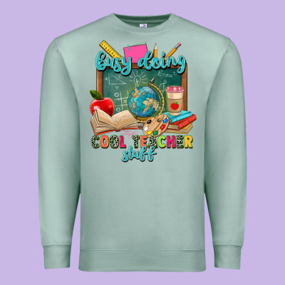 Busy Doing Cool Teacher Stuff Premium Sweatshirt Designed By Zillion Design Studio