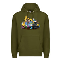 Army Green easter excavator gnome egg leopard Premium Hoodie - Artiststas