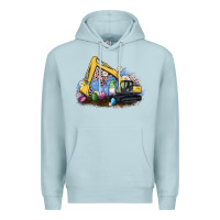 Blue Mist easter excavator gnome egg leopard Premium Hoodie - Artiststas