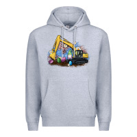 Heather Grey easter excavator gnome egg leopard Premium Hoodie - Artiststas
