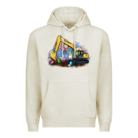 Oatmeal Heather easter excavator gnome egg leopard Premium Hoodie - Artiststas
