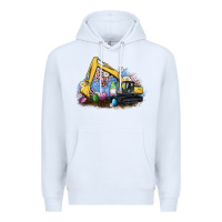 White easter excavator gnome egg leopard Premium Hoodie - Artiststas