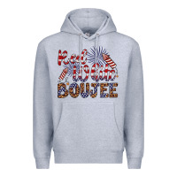 Heather Grey red white boujee Premium Hoodie - Artiststas