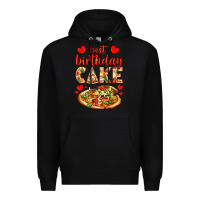 Black best birthday cake pizza Premium Hoodie - AdoDesignShop