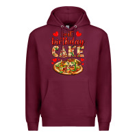 Burgundy best birthday cake pizza Premium Hoodie - AdoDesignShop