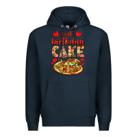 Navy best birthday cake pizza Premium Hoodie - AdoDesignShop