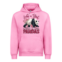 Fuchsia Pink just a girl who loves pandas Urban Hoodie - LillyAllenDesigns