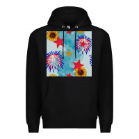 Black patriotic fireworks and sunflower Premium Hoodie - BundleAndBundleShop