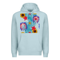 Blue Mist patriotic fireworks and sunflower Premium Hoodie - BundleAndBundleShop