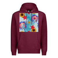 Burgundy patriotic fireworks and sunflower Premium Hoodie - BundleAndBundleShop