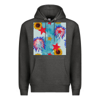 Charcoal Heather patriotic fireworks and sunflower Premium Hoodie - BundleAndBundleShop