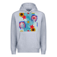 Heather Grey patriotic fireworks and sunflower Premium Hoodie - BundleAndBundleShop