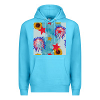 Ocean Blue patriotic fireworks and sunflower Premium Hoodie - BundleAndBundleShop