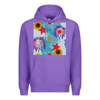 Purple patriotic fireworks and sunflower Premium Hoodie - BundleAndBundleShop