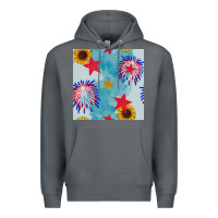 Rock patriotic fireworks and sunflower Premium Hoodie - BundleAndBundleShop