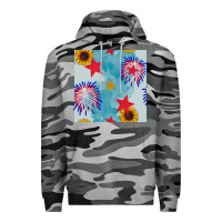 Slate Camo patriotic fireworks and sunflower Premium Hoodie - BundleAndBundleShop