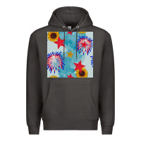 Smoke patriotic fireworks and sunflower Premium Hoodie - BundleAndBundleShop