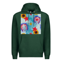 Sports Green patriotic fireworks and sunflower Premium Hoodie - BundleAndBundleShop