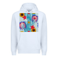 White patriotic fireworks and sunflower Premium Hoodie - BundleAndBundleShop