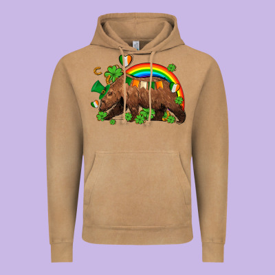 St Patricks Bear Ado Vintage Hoodie Designed By Adodesignshop
