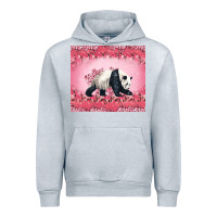 Heather Grey Panda With Sakura Blooms Urban Hoodie - LillyAllenDesigns