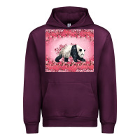 Mauve Wine Panda With Sakura Blooms Urban Hoodie - LillyAllenDesigns