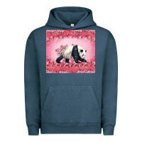 Pigment Midnight Navy Panda With Sakura Blooms Urban Hoodie - LillyAllenDesigns