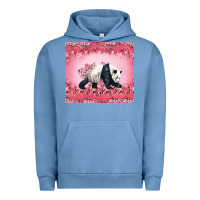 Pigment Pebble Blue Panda With Sakura Blooms Urban Hoodie - LillyAllenDesigns
