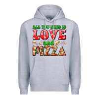 Heather Grey all you need is love and pizza Premium Hoodie - AdoDesignShop