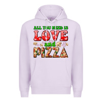 Lilac all you need is love and pizza Premium Hoodie - AdoDesignShop