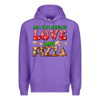Purple all you need is love and pizza Premium Hoodie - AdoDesignShop