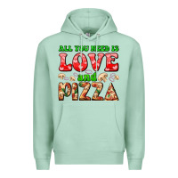 Seafoam all you need is love and pizza Premium Hoodie - AdoDesignShop