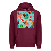 Burgundy summer vibes seamless pattern Premium Hoodie - BundleAndBundleShop