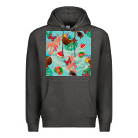 Charcoal Heather summer vibes seamless pattern Premium Hoodie - BundleAndBundleShop