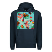 Navy summer vibes seamless pattern Premium Hoodie - BundleAndBundleShop