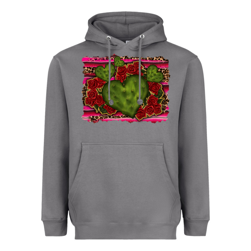 Valentine Cactus Heart With Roses Heavyweight Hoodie by RanaPortraitStore | Teevron