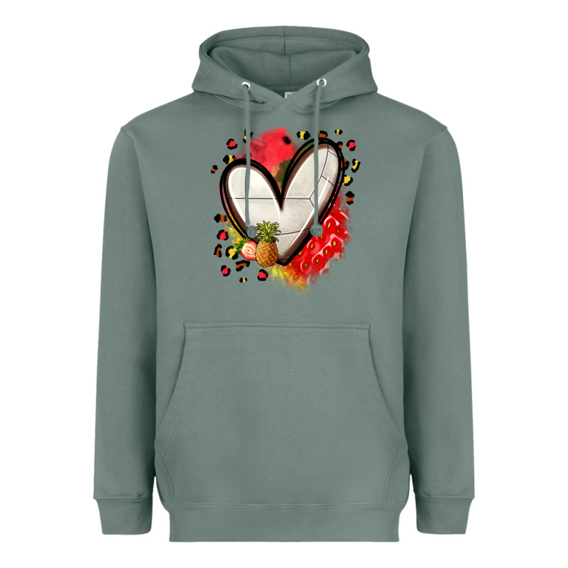 Fruits And Volleyball Heart Heavyweight Hoodie by Zillion Design Studio | Teevron
