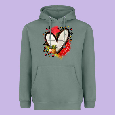 Fruits And Volleyball Heart Heavyweight Hoodie Designed By Zillion Design Studio