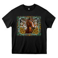 Black Western Horse Mouse Pad Heavy Core Tee - CowhideDigitalArt