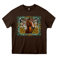 Chocolate Brown Western Horse Mouse Pad Heavy Core Tee - CowhideDigitalArt