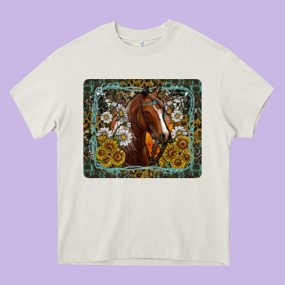 Western Horse Mouse Pad Heavy Core Tee Designed By Cowhidedigitalart