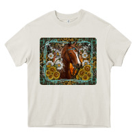 Cream Western Horse Mouse Pad Heavy Core Tee - CowhideDigitalArt