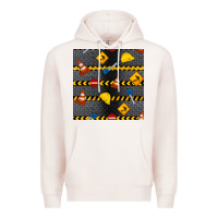 Pale Pink construction signs seamless pattern Premium Hoodie - BundleAndBundleShop