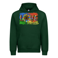 Forest Green sunflower love autism awareness Urban Hoodie - BarkalooDesign
