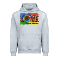 Heather Grey sunflower love autism awareness Urban Hoodie - BarkalooDesign