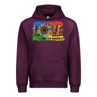Mauve Wine sunflower love autism awareness Urban Hoodie - BarkalooDesign