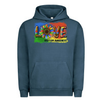 Pigment Midnight Navy sunflower love autism awareness Urban Hoodie - BarkalooDesign